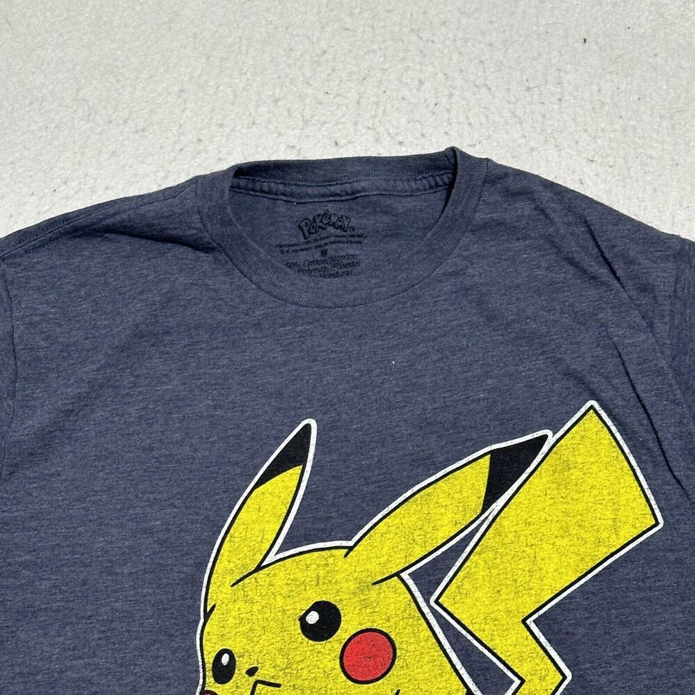 Pokemon Men's Medium Pikachu Short Sleeve Navy Blue Crewneck Graphic T Shirt - Picture 2 of 14